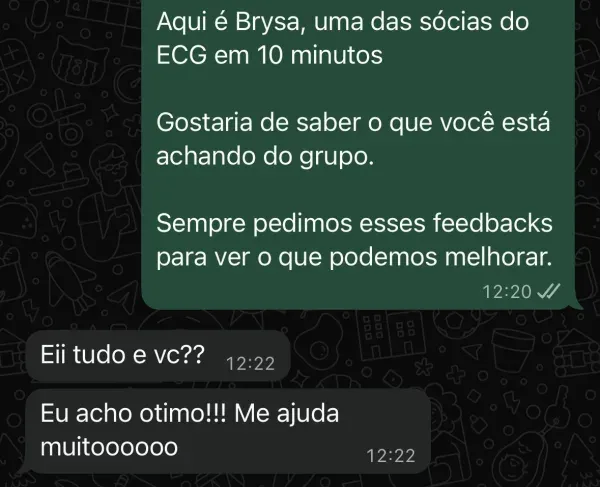 Depoimento de assinante no WhatsApp (11)